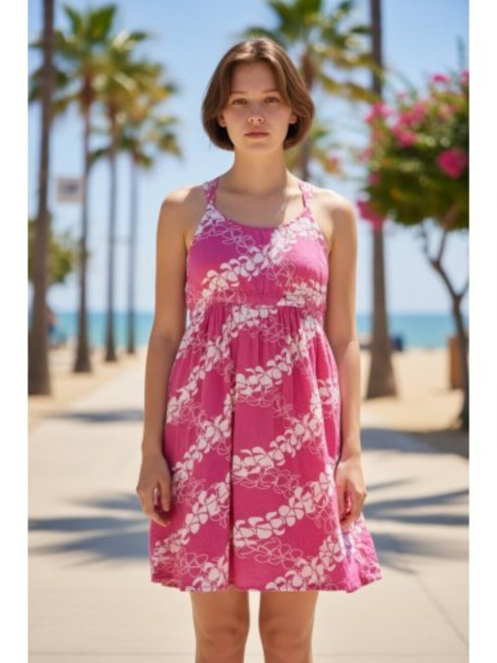 HAMAKUA Pink Hawaiian Tropical Print Tunic Sundress Girls Size 12